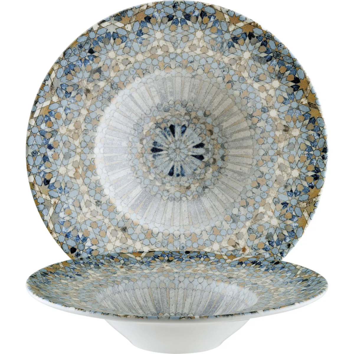 6x Bonna Piatto pasta Luca Mosaic; 400 ml, 28x5.5 cm (ØxH); arancione/blu scuro/blu chiaro/giallo/bianco; rotonda; 6 pz. / Pacco - immagine 1