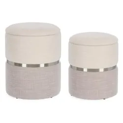 RADINKA Set pouf Bianco e Grigio - immagine 1