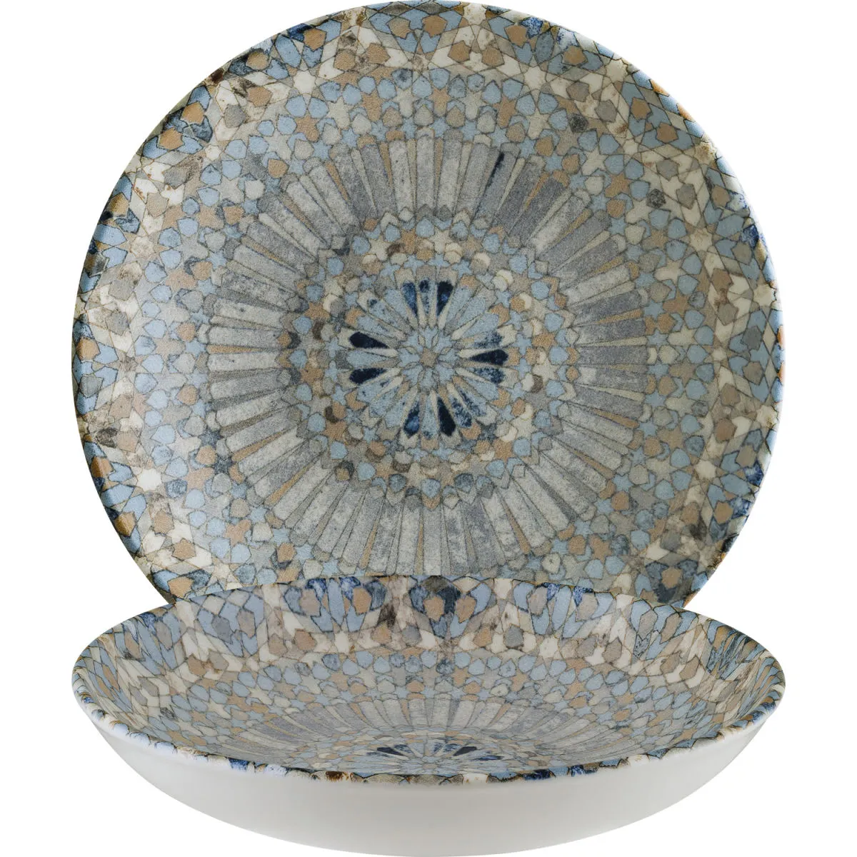 6x Bonna Piatto fondo Luca Mosaic; 1000 ml, 23x4 cm (ØxH); arancione/blu scuro/blu chiaro/giallo/bianco; rotonda; 6 pz. / Pacco - immagine 1
