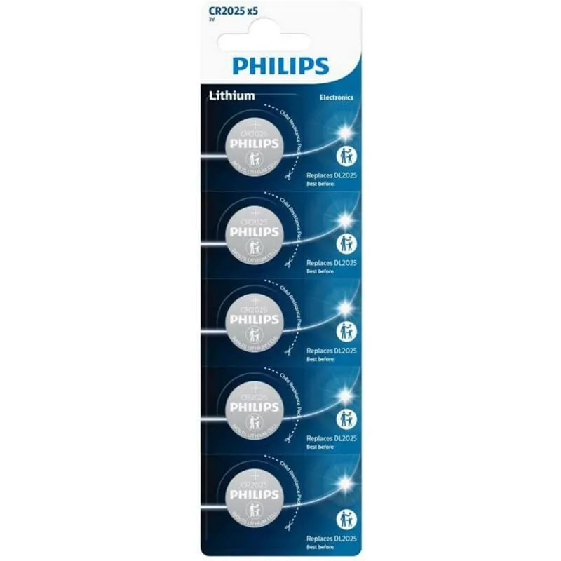 Philips CR2025P5/01B Confezione pulsanti al litio 3 V 5 unità - immagine 1