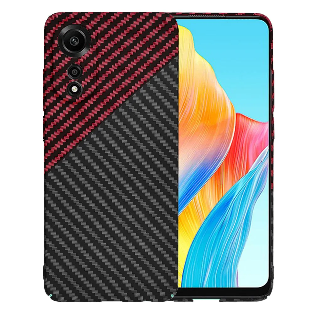 Custodia per Oppo A78 4G, Techsuit, Carbonite FiberShell, Nero Rosso - immagine 1