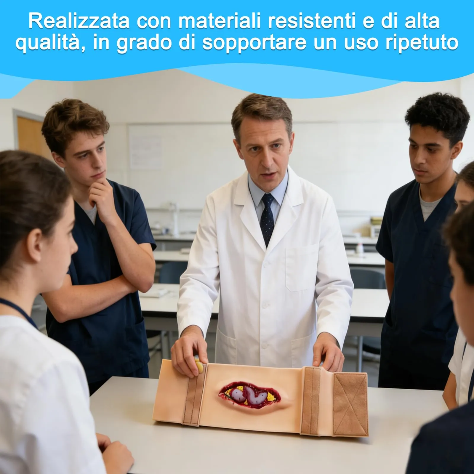 Simulatore indossabile per il trauma addominale - Modello realistico di ferita al torace per la gestione dell'eviscerazione, il controllo dell'emorragia e la simulazione di primo soccorso d'emergenza - immagine 4
