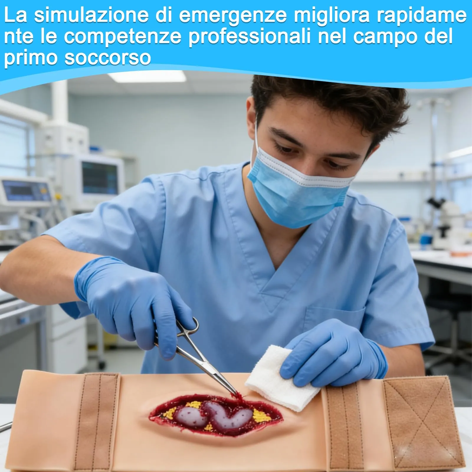 Simulatore indossabile per il trauma addominale - Modello realistico di ferita al torace per la gestione dell'eviscerazione, il controllo dell'emorragia e la simulazione di primo soccorso d'emergenza - immagine 5