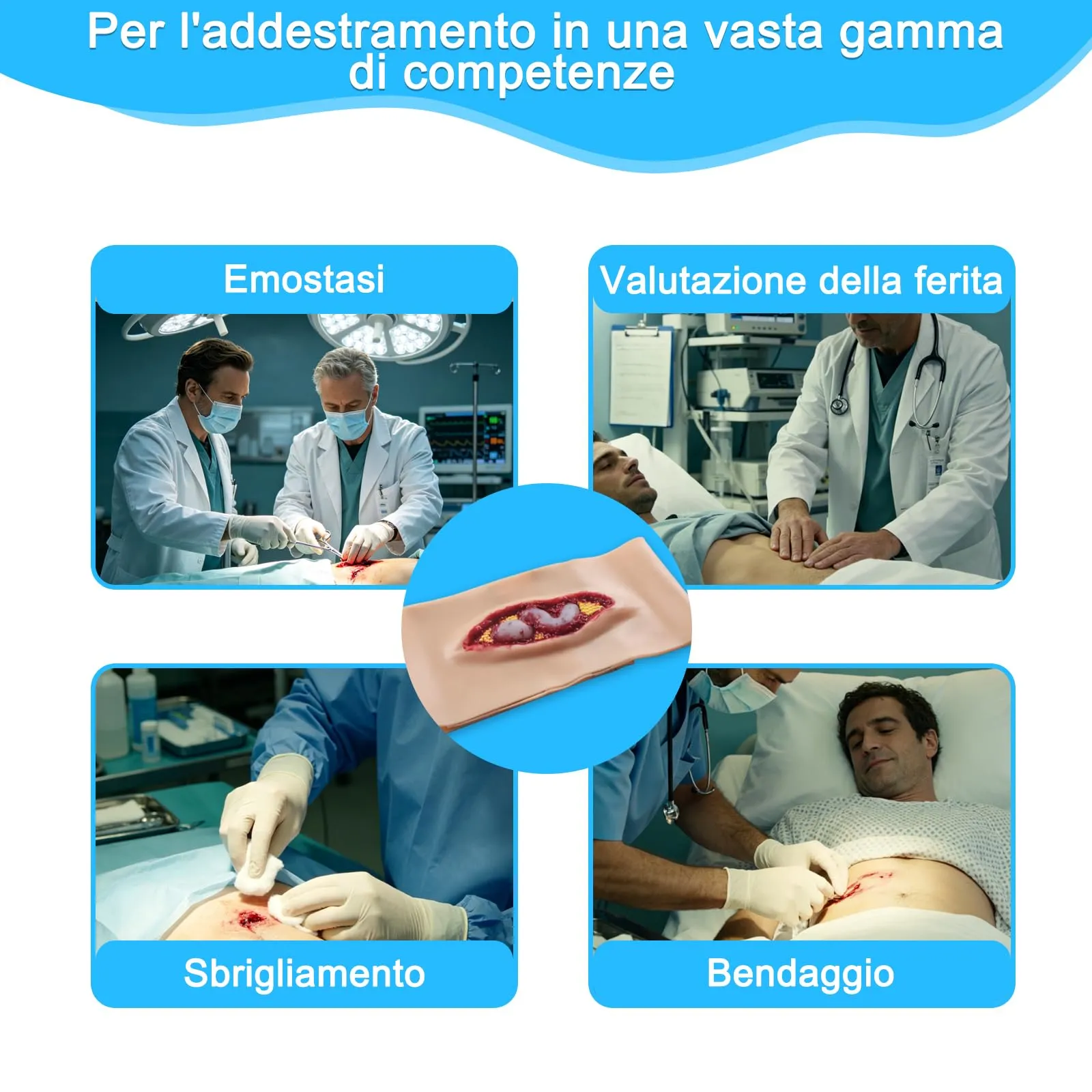 Simulatore indossabile per il trauma addominale - Modello realistico di ferita al torace per la gestione dell'eviscerazione, il controllo dell'emorragia e la simulazione di primo soccorso d'emergenza - immagine 6
