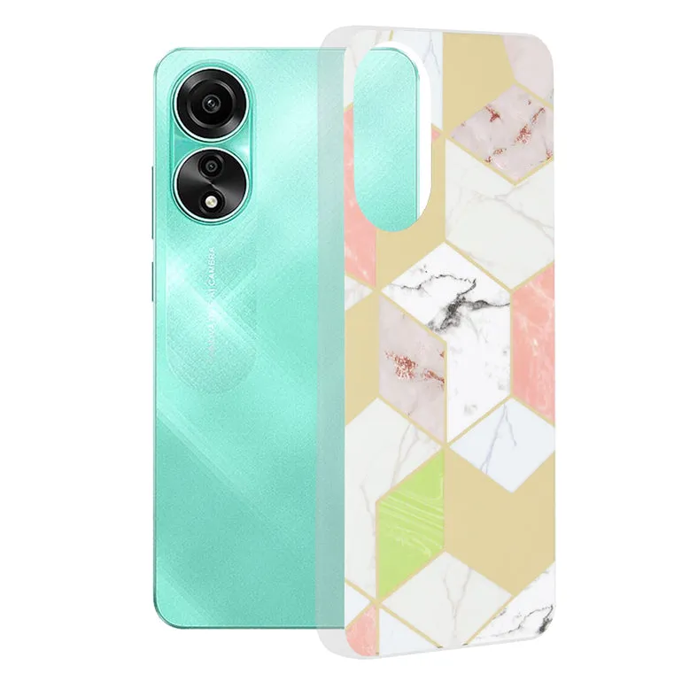 Custodia per Oppo A78 4G, Techsuit, Marble, Viola - immagine 1