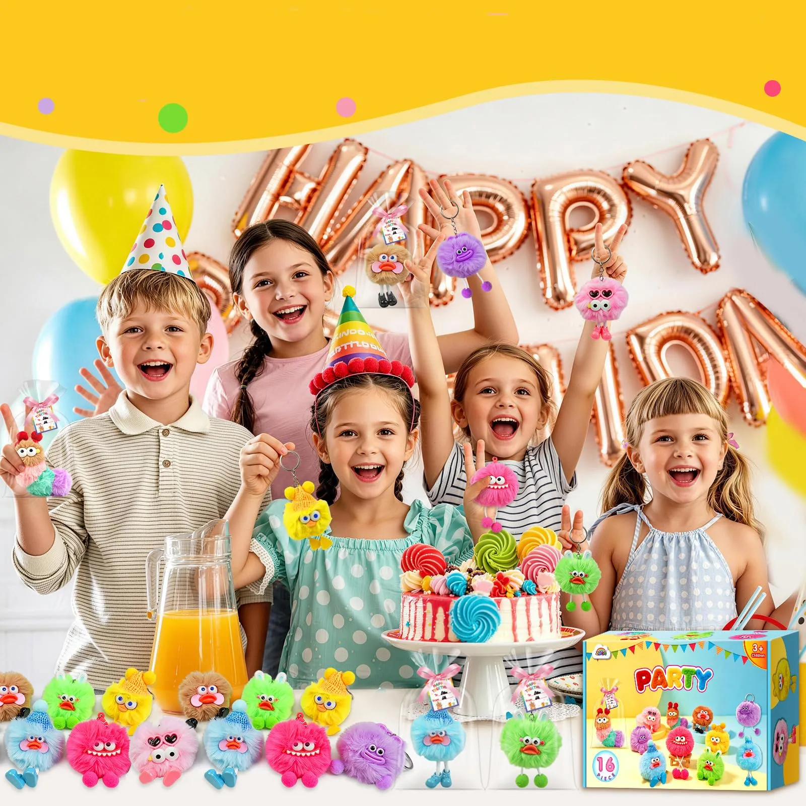 ZMLM Portachiavi Bambini, Pack 16 Gadget Compleanno Bambini Carino - immagine 5