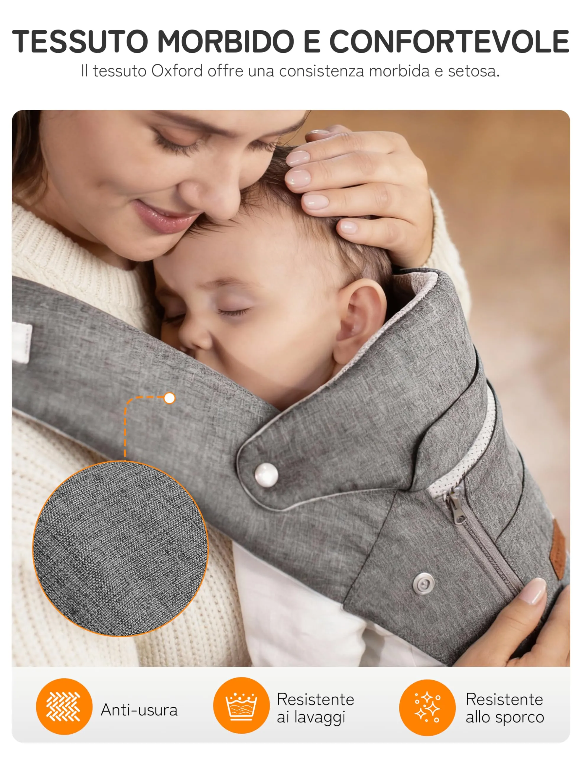 besrey Marsupio Neonato 4-36 Mesi con Seduta Ergonomica e Supporto Lombare - immagine 7