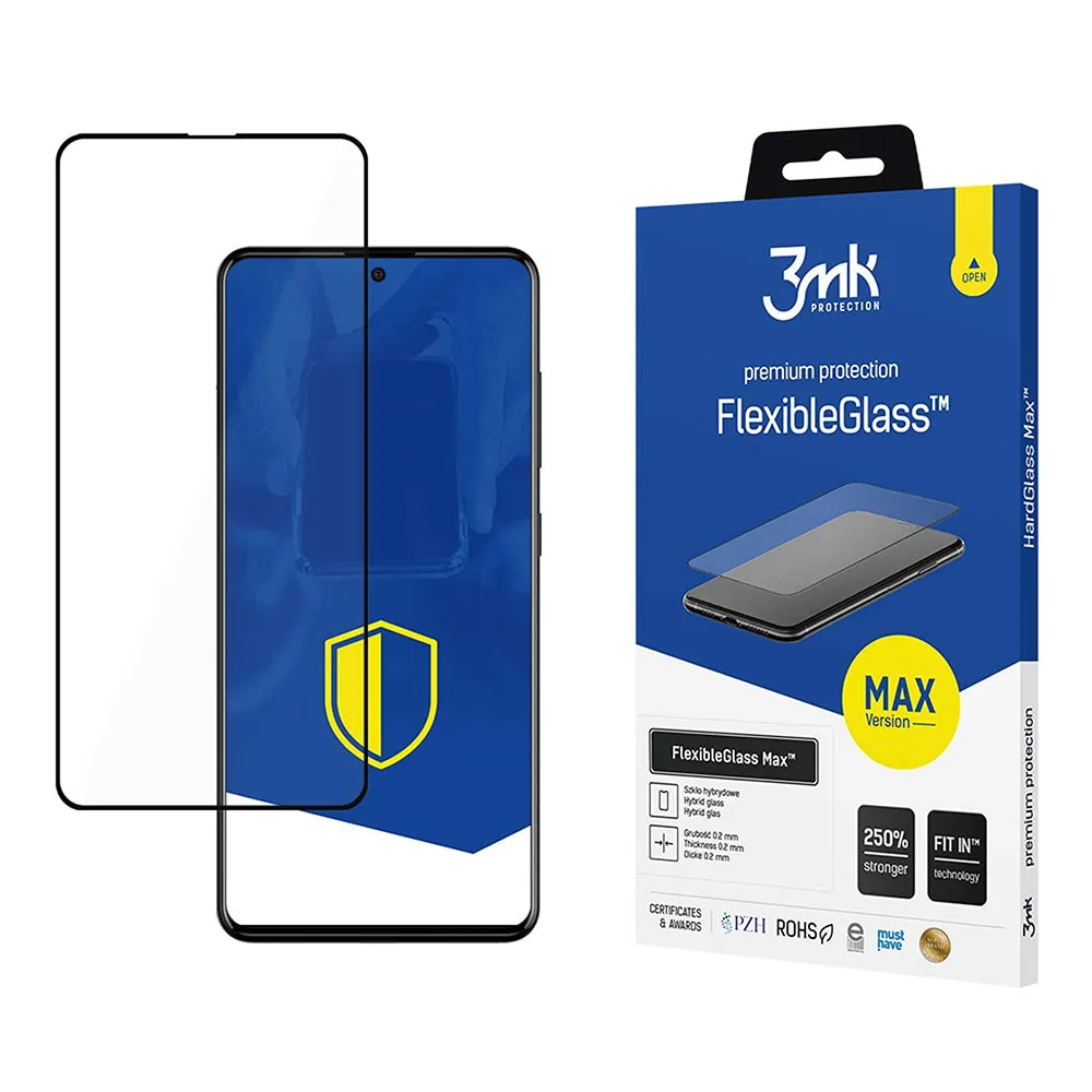 Pellicola protettiva per schermo 3MK FlexibleGlass Max per Samsung Galaxy A52s 5G A528 / A52 5G A526 / A52 A525, Vetro Flessibile, Full Glue, Nero - immagine 1