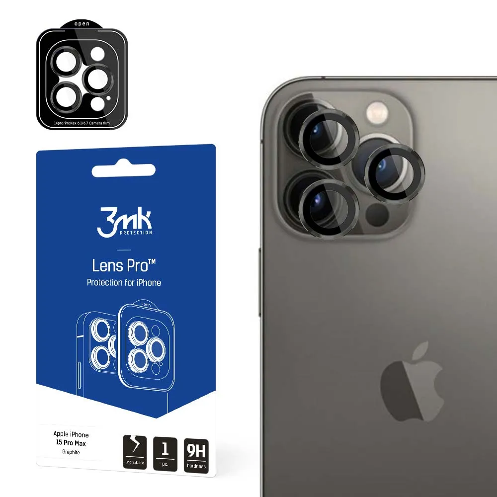 Pellicola Protettiva Posteriore 3MK per Apple iPhone 15 Pro Max, Vetro Temperato, Nero - immagine 1