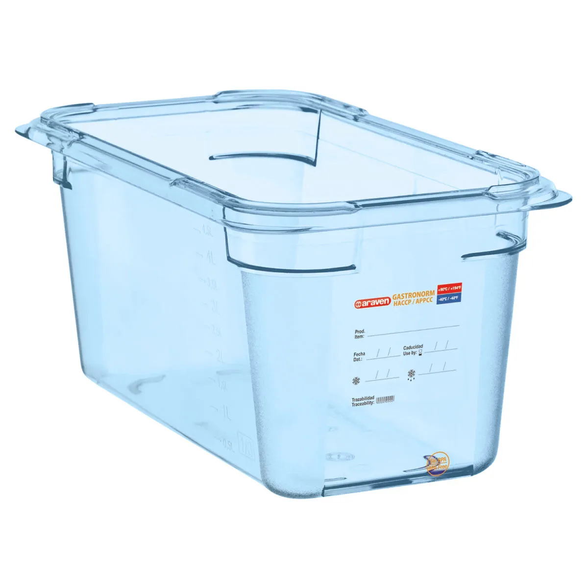 Araven Contenitore per alimenti GN 1/3 in ABS ; GN 1/3, 5.4 l, 32.5x17.6x15 cm (LxLxP); blu - immagine 1