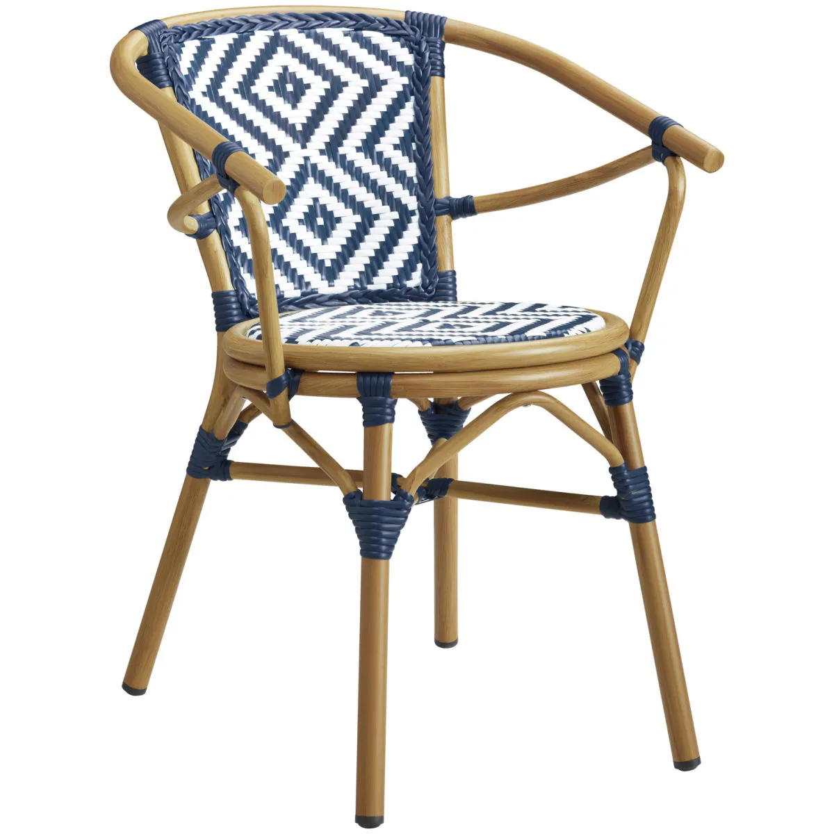 2x VEGA Sedia bistrot da esterno Estilo; 59x63x76 cm (LxPxH); seduta blu, struttura marrone; 2 pz. / Pacco - immagine 1