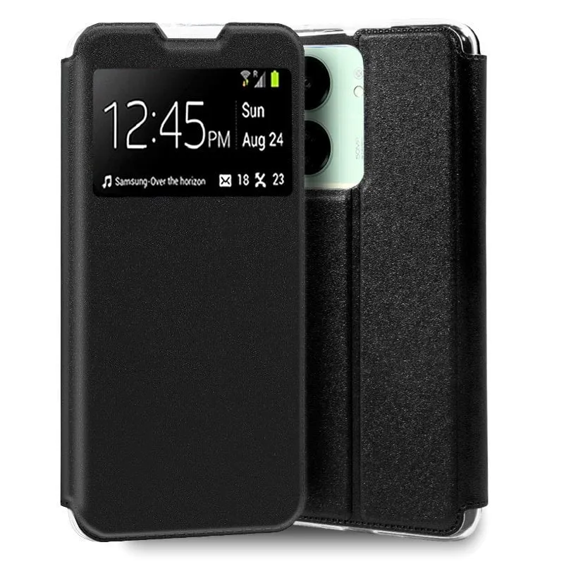 Custodia Flip Cover nera liscia e fresca per Xiaomi Redmi 13C/Poco C65 - immagine 1