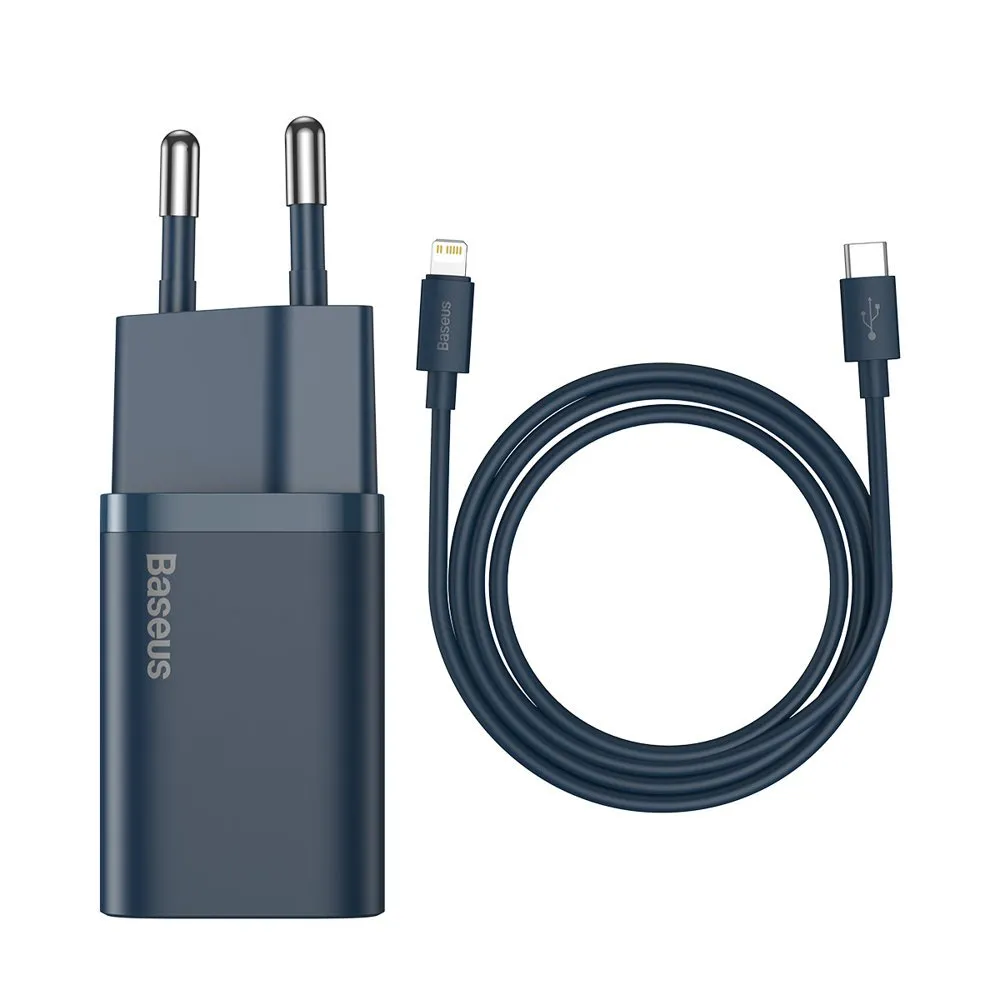 Caricabatterie di rete Baseus Super Si con cavo Lightning, 20W, 3A, 1 x USB-C, blu TZCCSUP-B03 - immagine 1