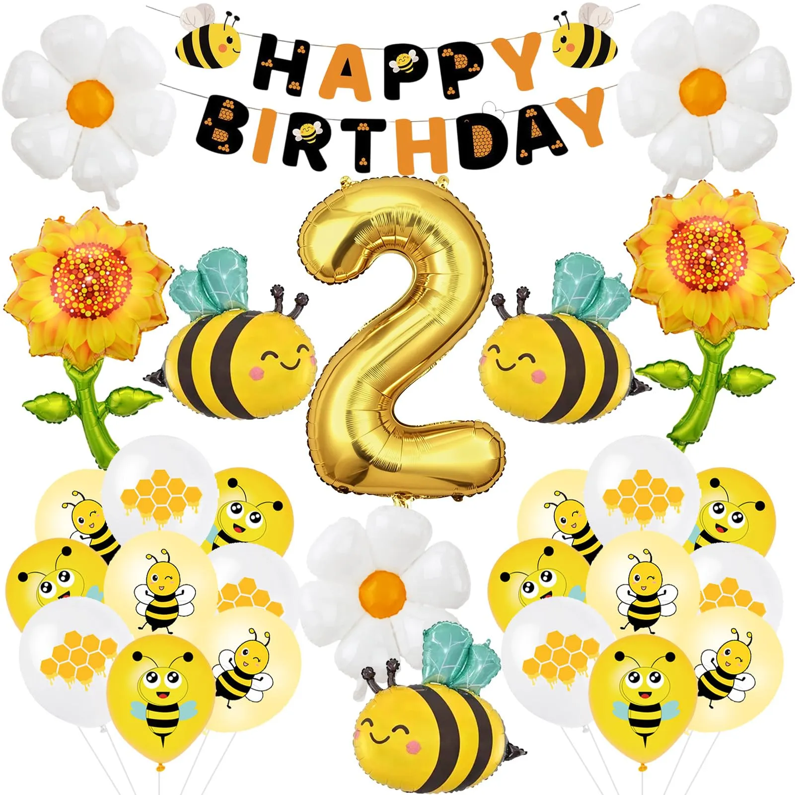 29PCS Decorazioni Palloncini Ape 2 Anni,Palloncinis Compleanno apes - immagine 1