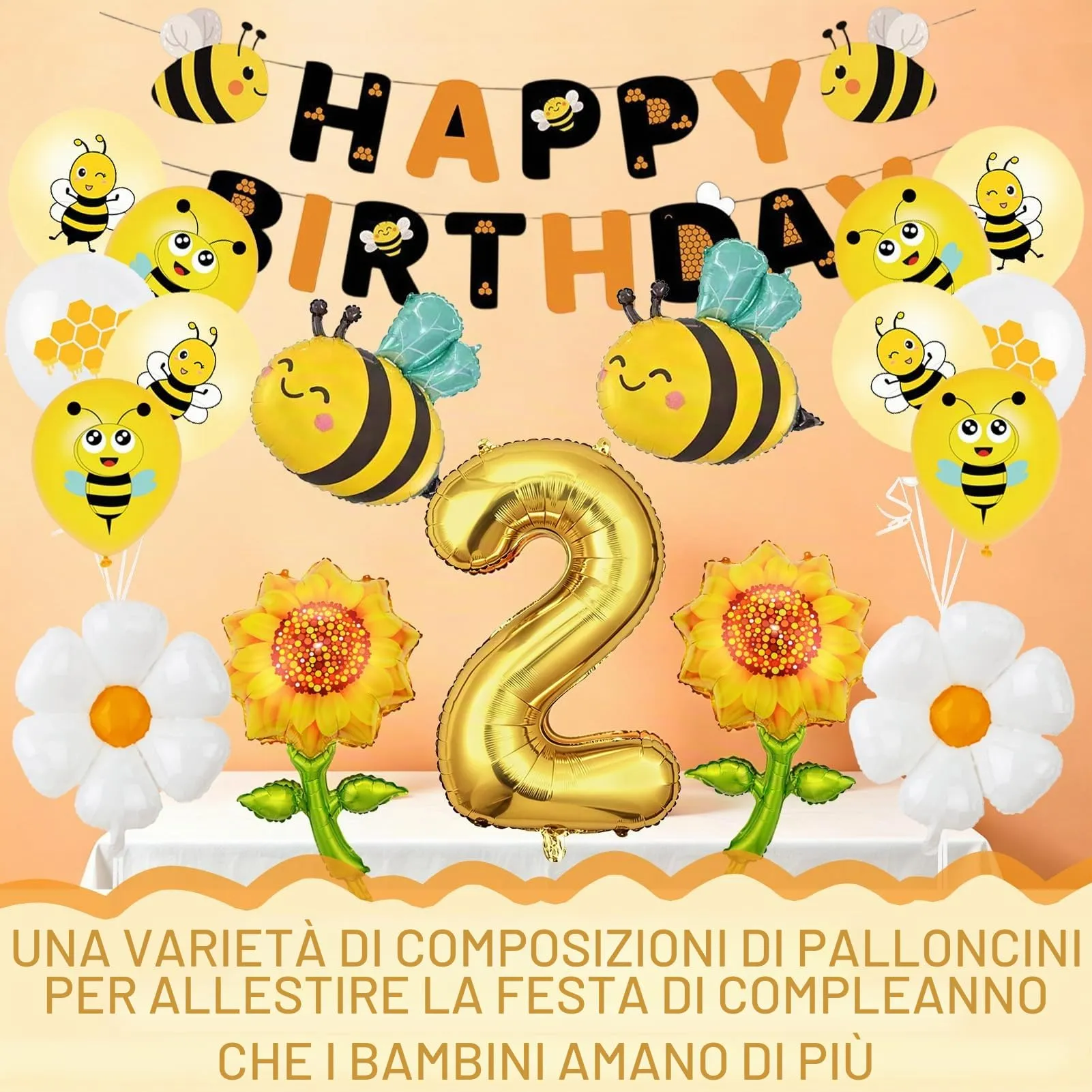 29PCS Decorazioni Palloncini Ape 2 Anni,Palloncinis Compleanno apes - immagine 5