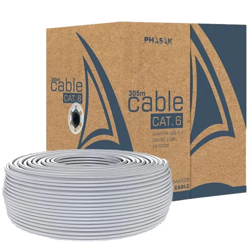 Phasak Cavo UTP Bobina Cat. 6 CCA Solid AWG23 100m - immagine 1