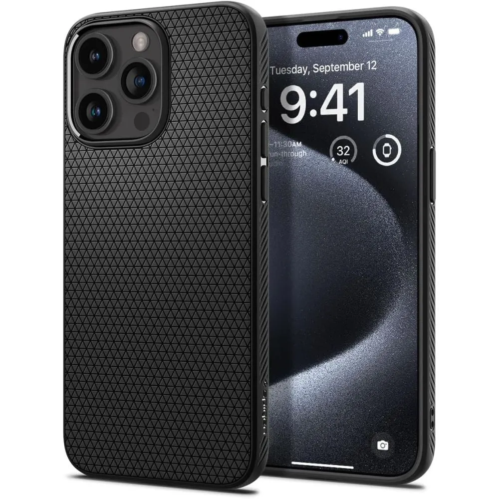 Custodia per Apple iPhone 15 Pro, Spigen, Liquid Air Matte, Nero ACS06704 - immagine 1