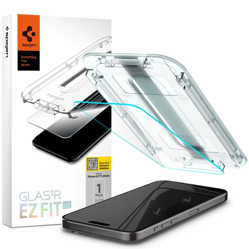 Pellicola Protettiva Schermo Spigen GlastR EZ FIT HD per Apple iPhone 15 Pro, Vetro Temperato, Full Glue, 2.5D AGL06898 - immagine 1