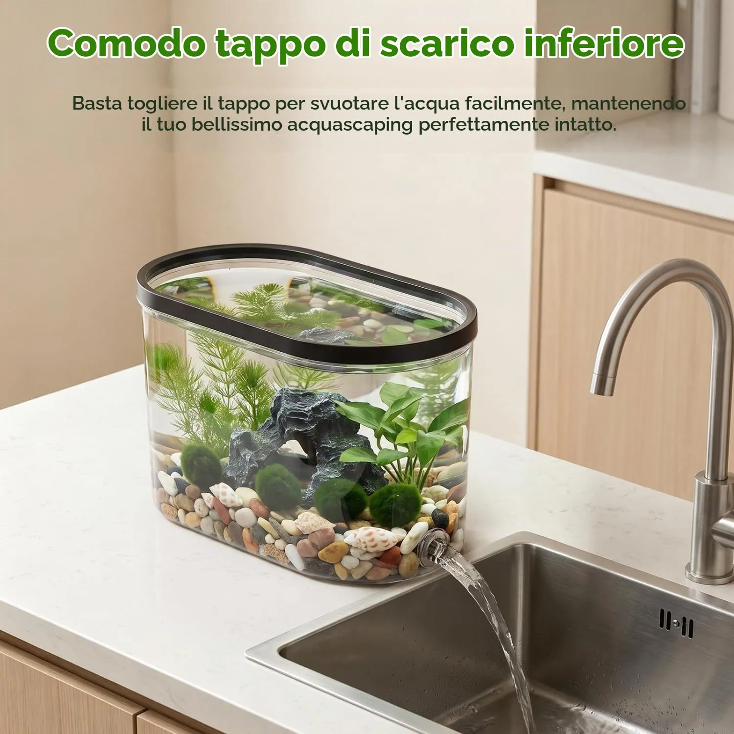 Nobleza Piccolo Acquario in Plastica 4L per Betta Decorazione - immagine 3