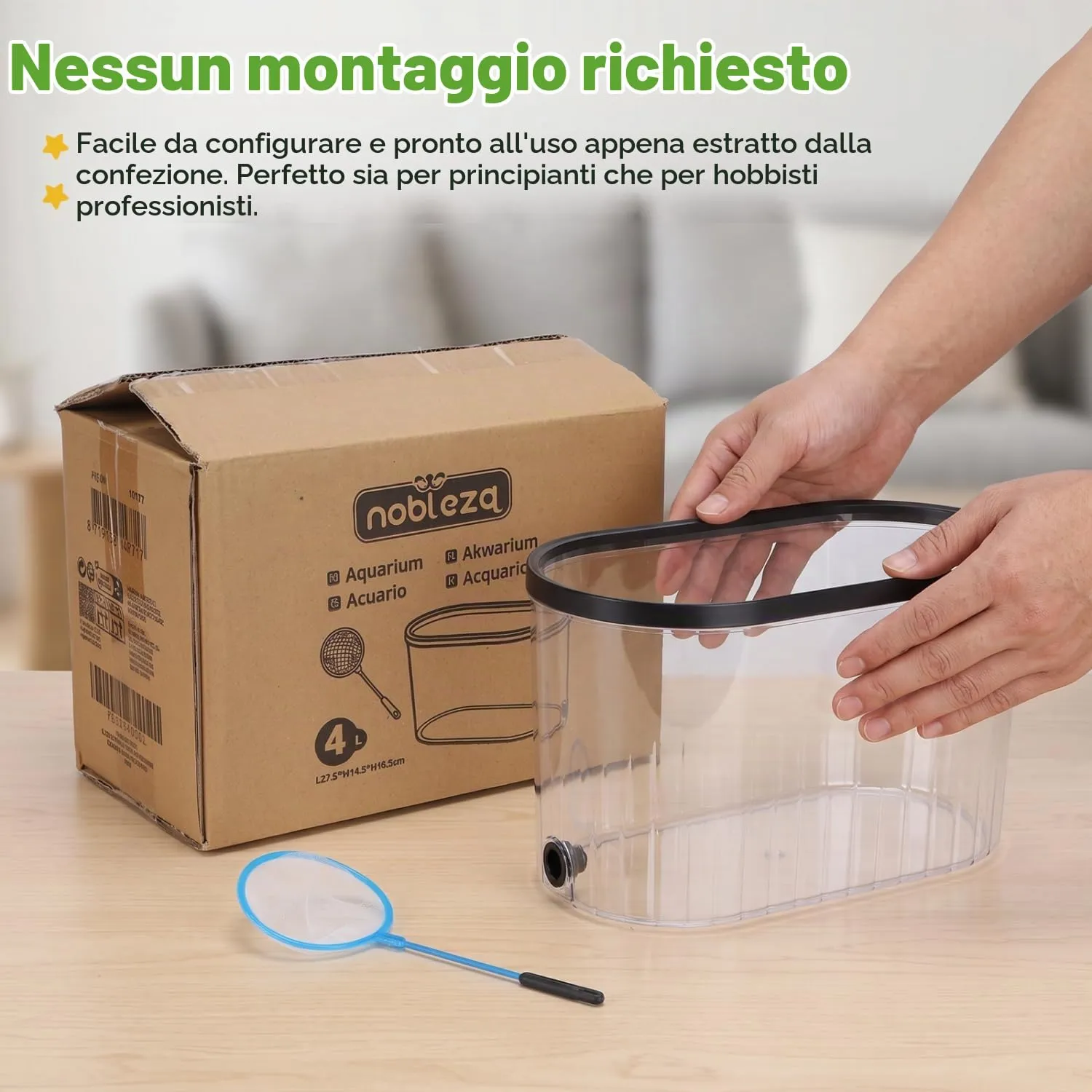 Nobleza Piccolo Acquario in Plastica 4L per Betta Decorazione - immagine 4