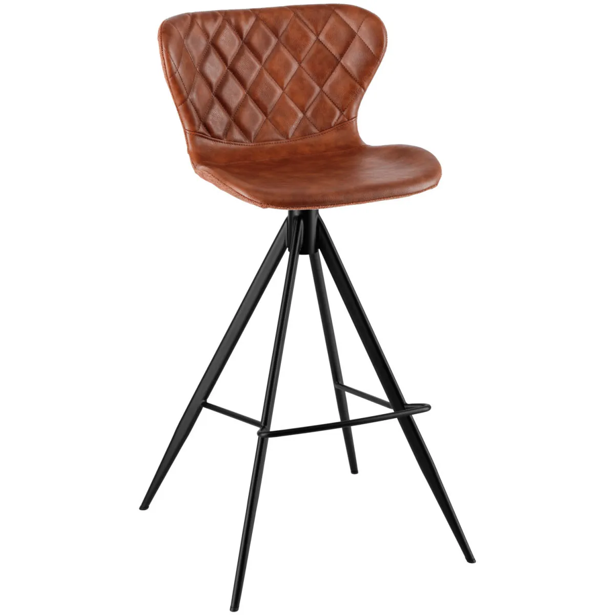 2x VEGA Sgabello Kansas; 52.5x50x104 cm (LxPxH); seduta cognac, struttura nero; 2 pz. / Pacco - immagine 1