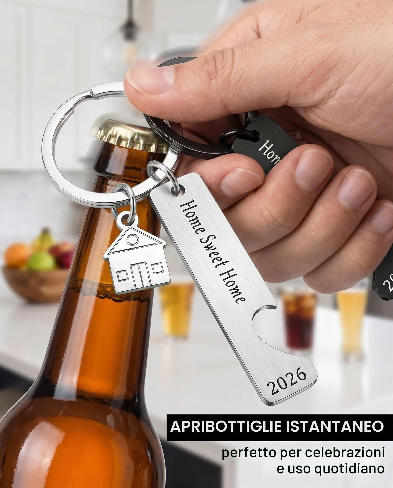 FIMWOLZ Portachiavi Coppia Personalizzato 2026 - Set di 2 in Acciaio Inossidabile, Regalo Inaugurazione Casa Nuova con Scatola Nera - immagine 5
