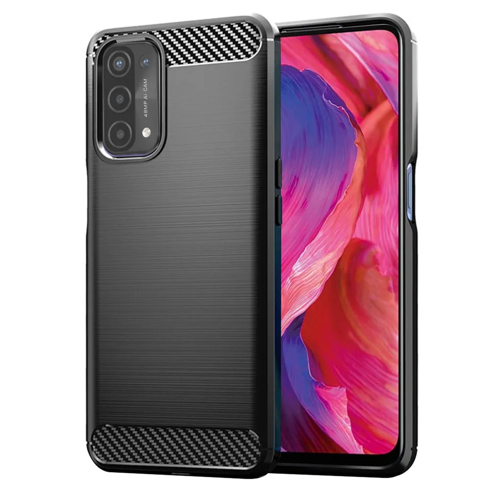 Custodia per OnePlus Nord N200 5G / Oppo A74 5G / A54 5G, Techsuit, Carbonio, Nera - immagine 1