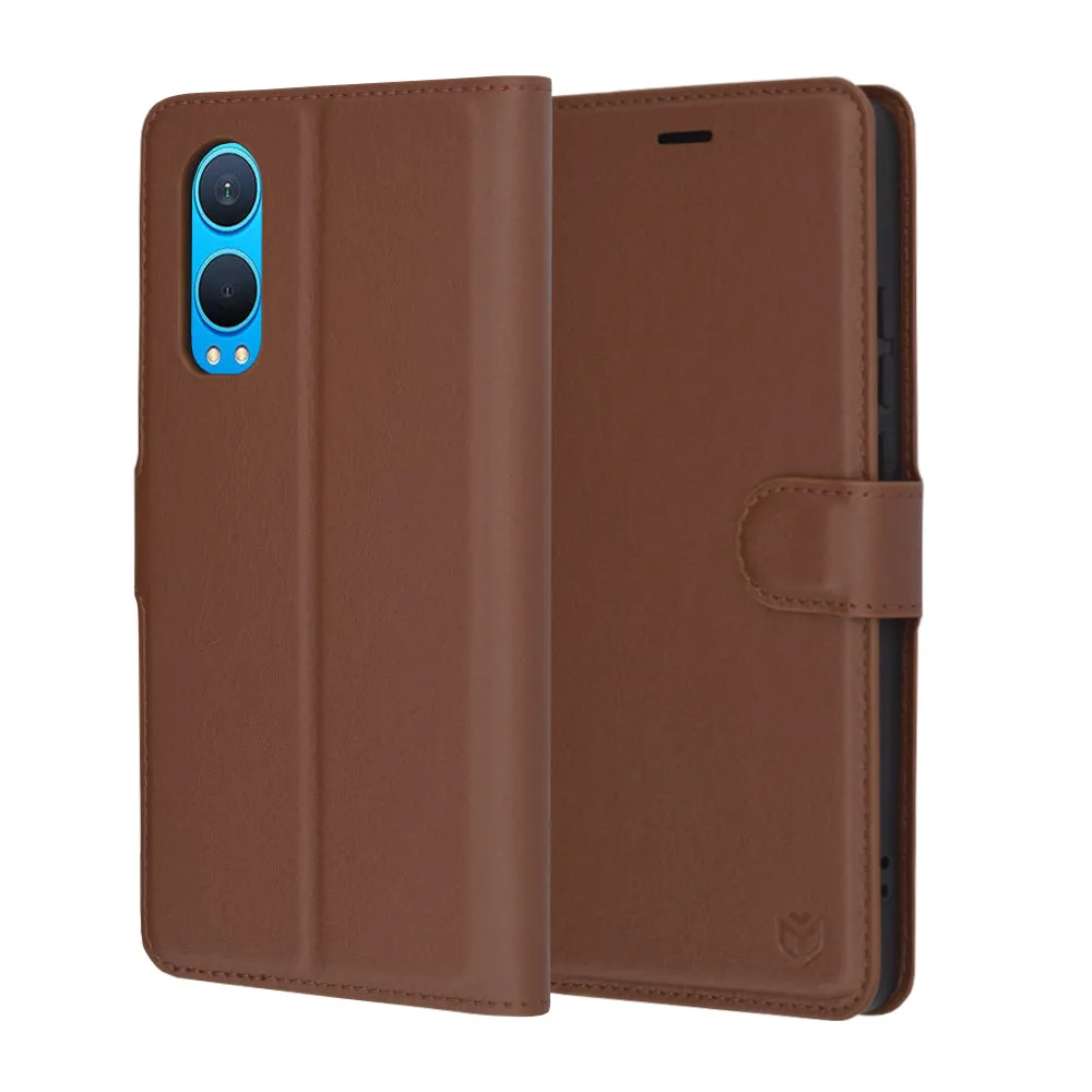 Custodia per OnePlus Nord CE4 Lite, Techsuit, Leather Folio, Marrone - immagine 1