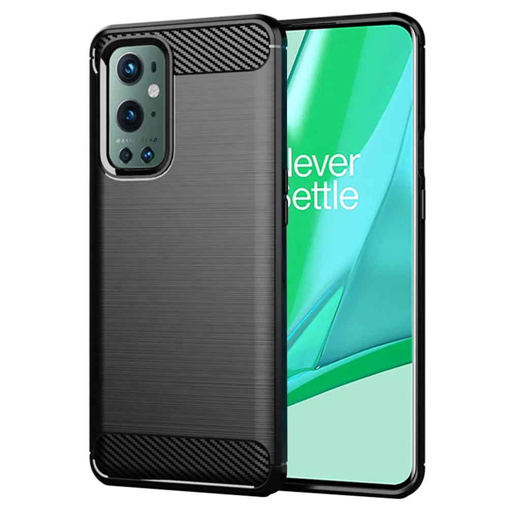 Custodia per OnePlus 9 Pro, Techsuit, Carbonio, Nera - immagine 1