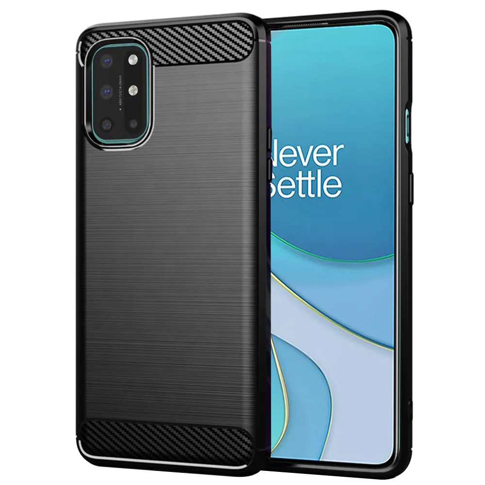 Custodia per OnePlus 8T, Techsuit, Carbonio, Nera - immagine 1