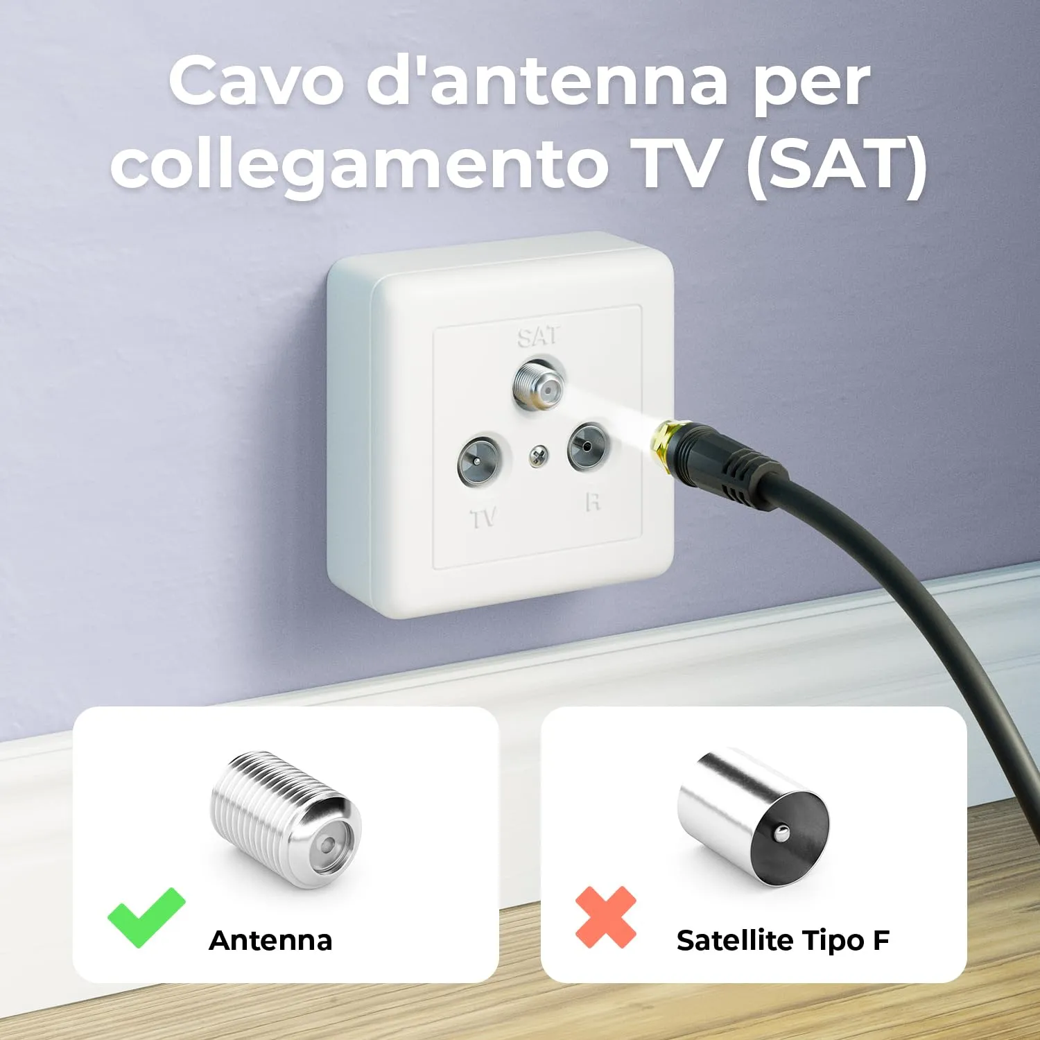 deleyCON 1,5m Cavo Antenna SAT TV Cavo Coassiale Connettore F 4K - Nero - immagine 4