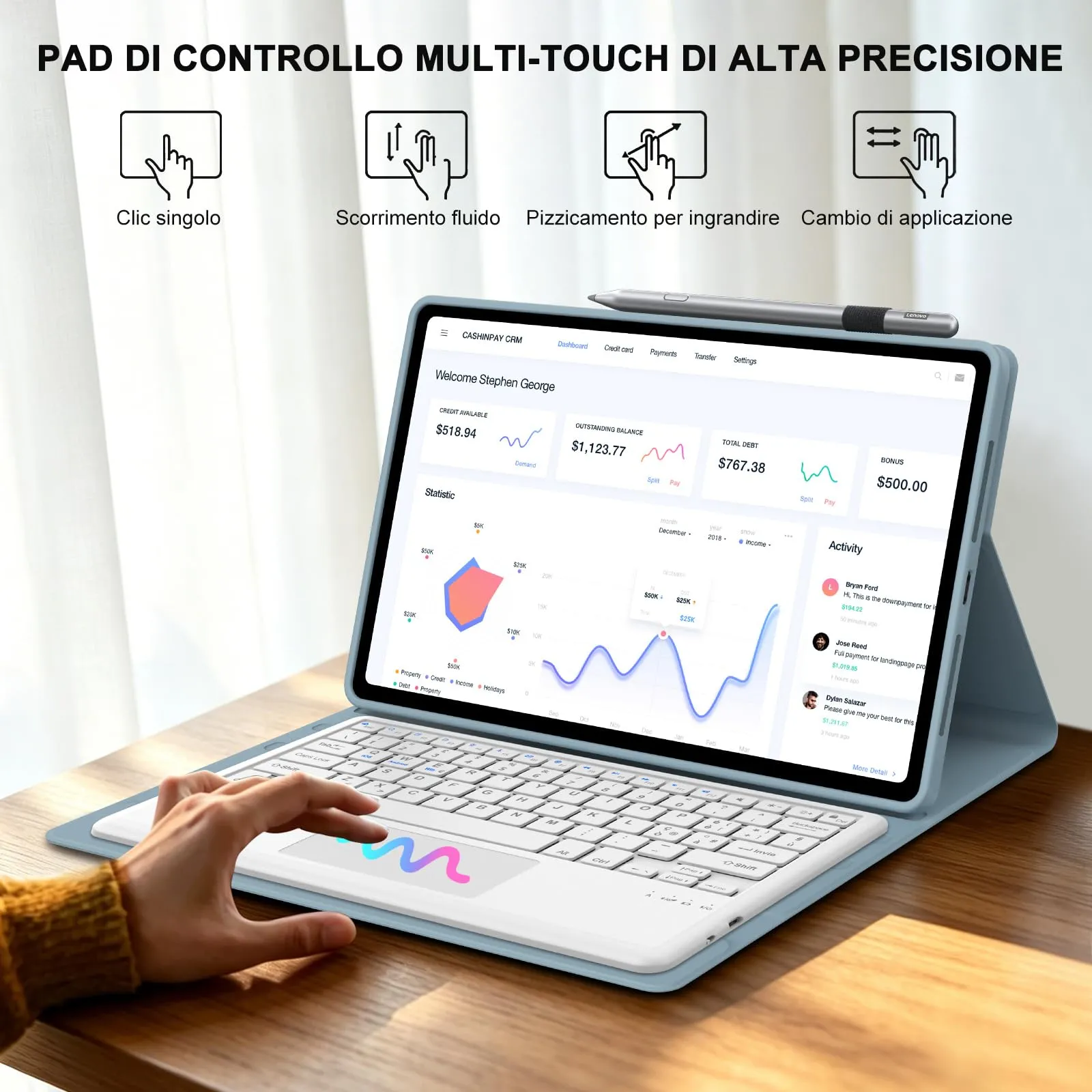 Cover Tastiera per Lenovo Idea Tab Pro Gen 2 13 Pollici 2026 con Touchpad - immagine 5