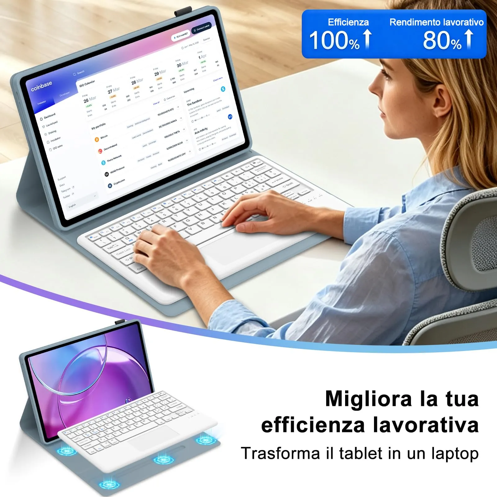 Cover Tastiera per Lenovo Idea Tab Pro Gen 2 13 Pollici 2026 con Touchpad - immagine 8