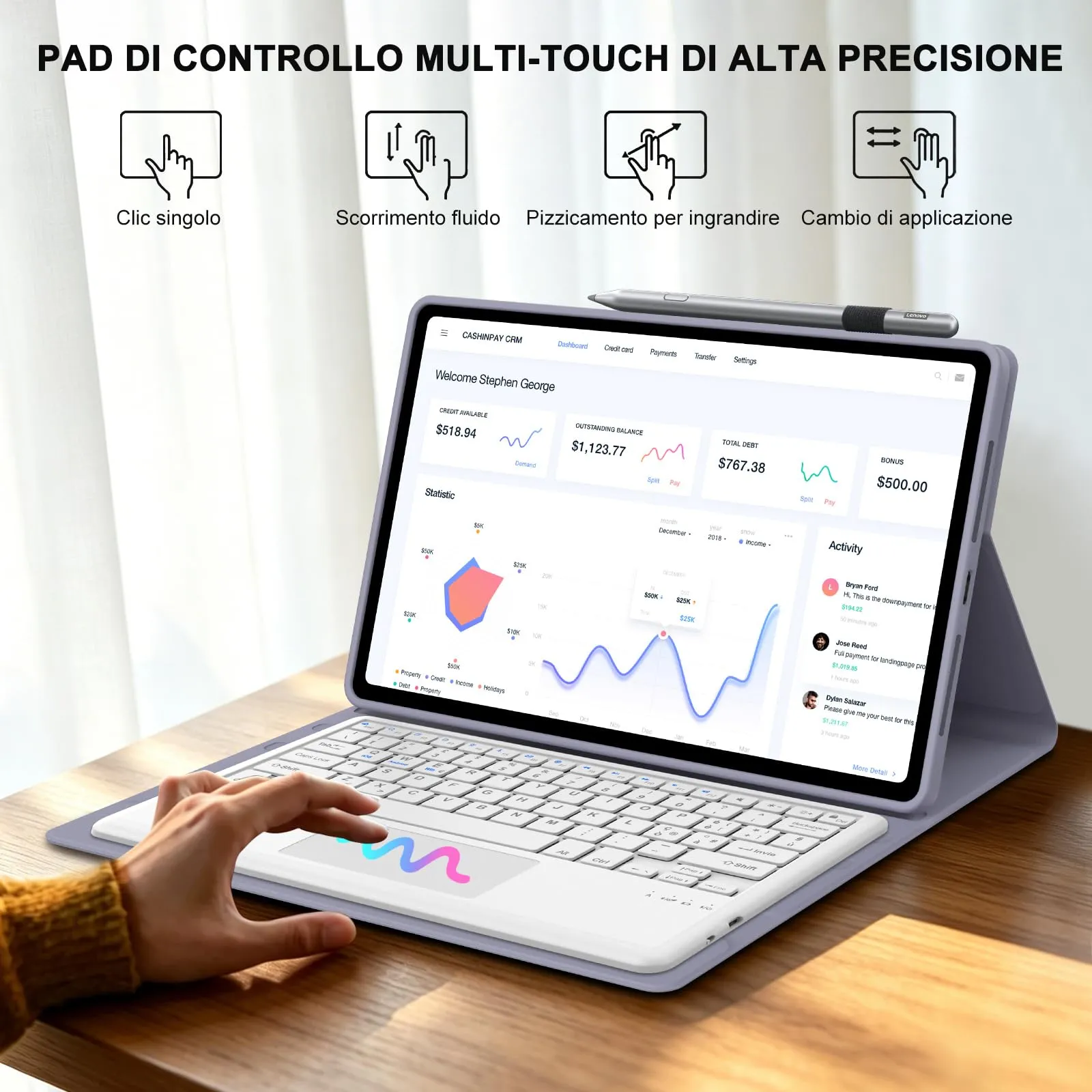 Cover Tastiera per Lenovo Idea Tab Pro Gen 2 13 Pollici 2026 con Touchpad - immagine 5
