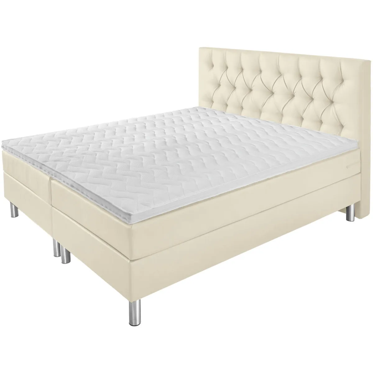VEGA Letto componibile Premium similpelle, testiera Chesterfield; 180x200x69 cm (LxLxH); bianco perla; duro - immagine 1