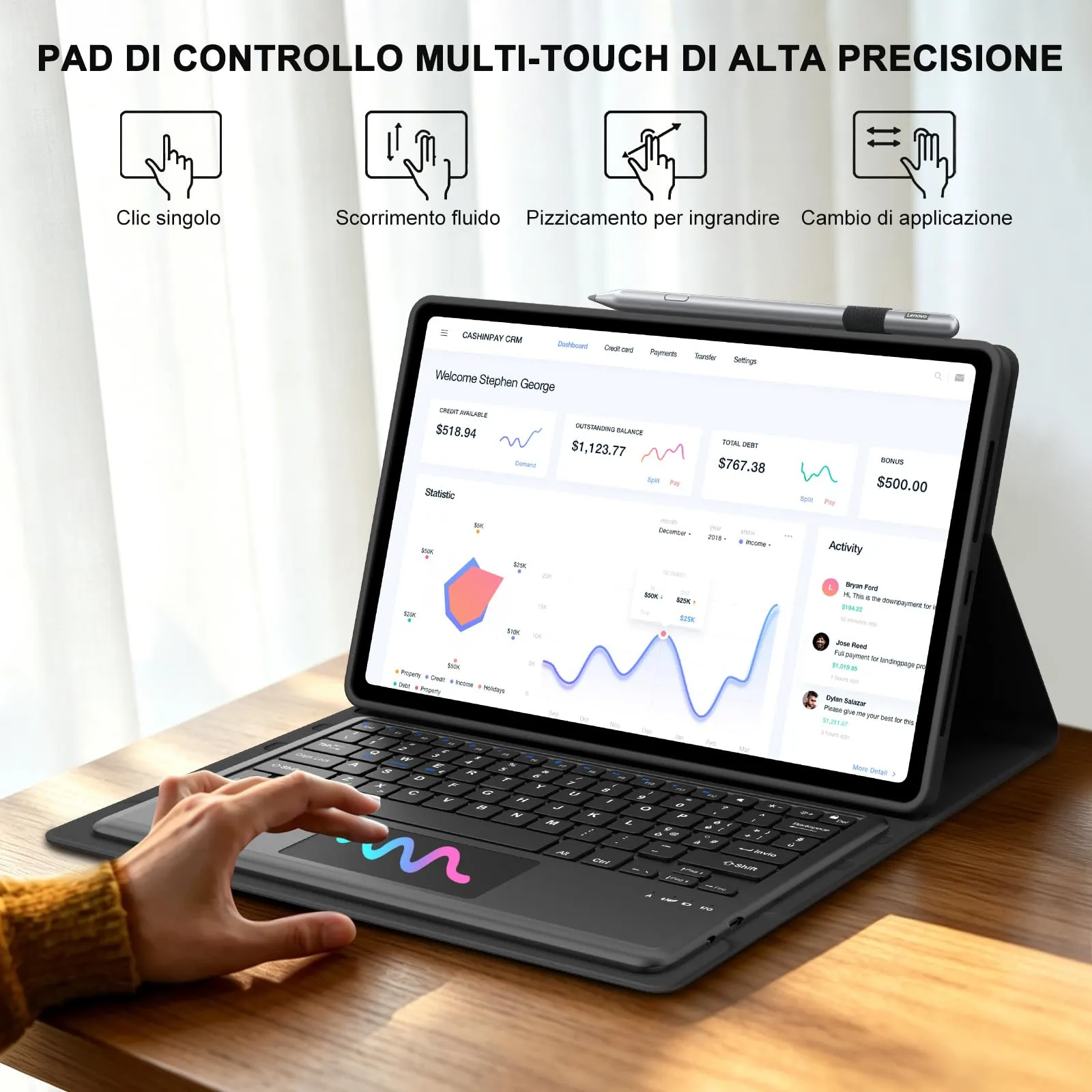 Cover Tastiera per Lenovo Idea Tab Pro Gen 2 13 Pollici 2026 con Touchpad - immagine 5