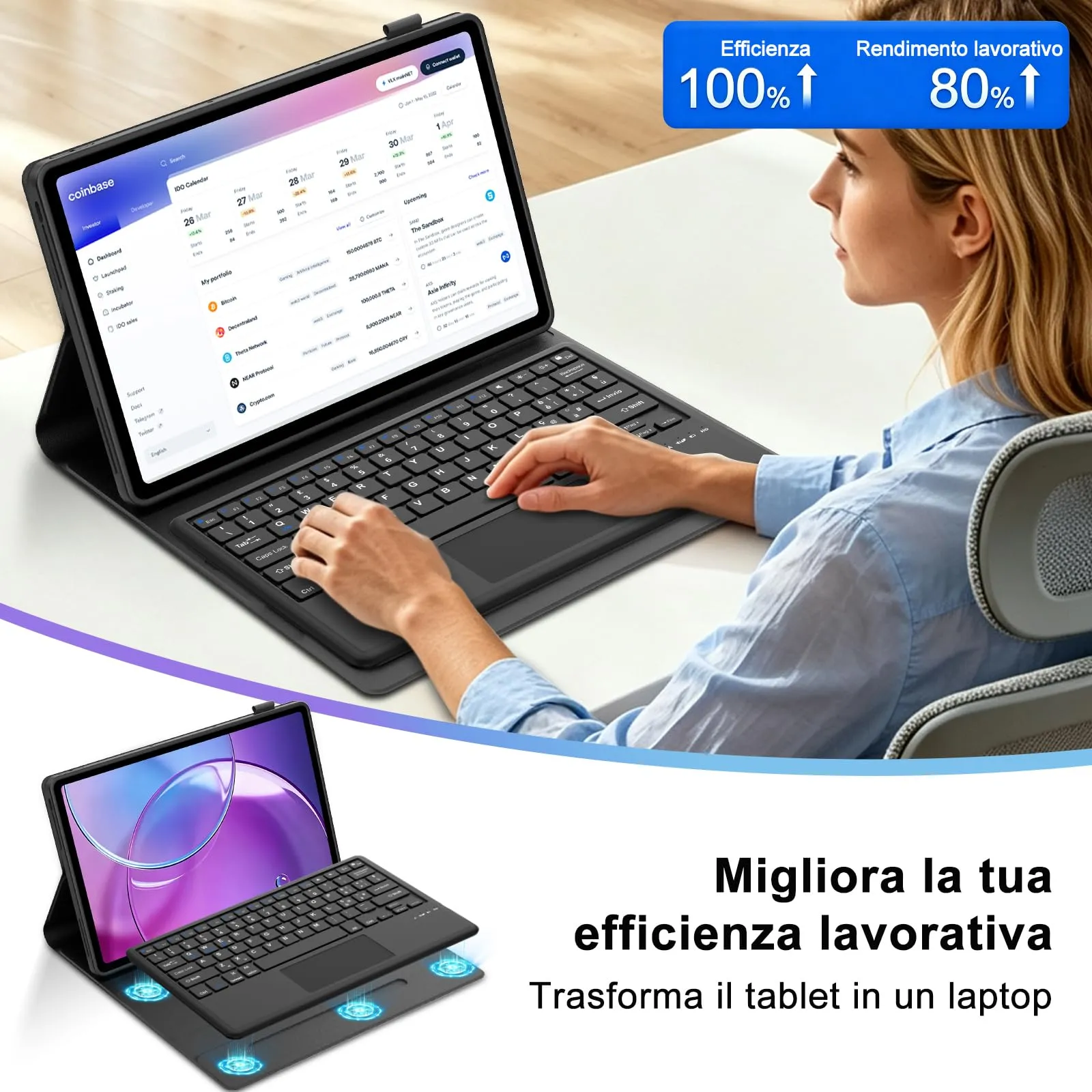 Cover Tastiera per Lenovo Idea Tab Pro Gen 2 13 Pollici 2026 con Touchpad - immagine 8