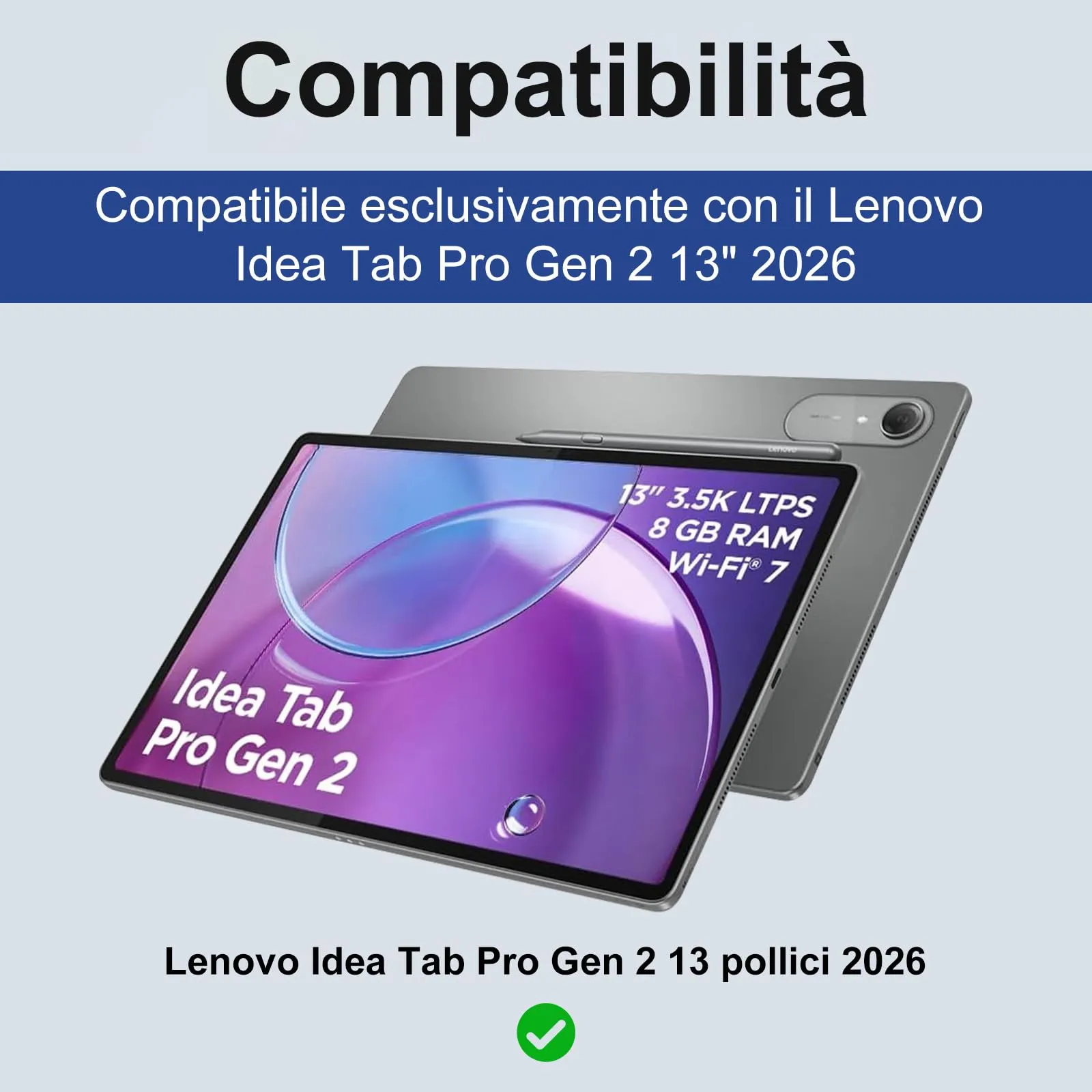 Cover Tastiera per Lenovo Idea Tab Pro Gen 2 13 Pollici 2026 con Touchpad - immagine 2