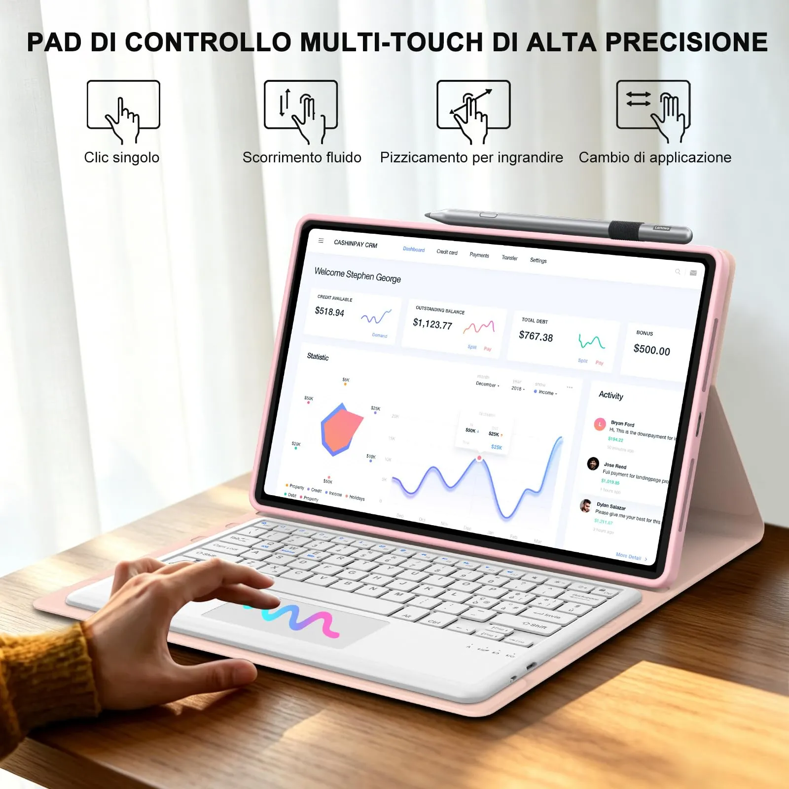 Cover Tastiera per Lenovo Idea Tab Pro Gen 2 13 Pollici 2026 con Touchpad - immagine 5