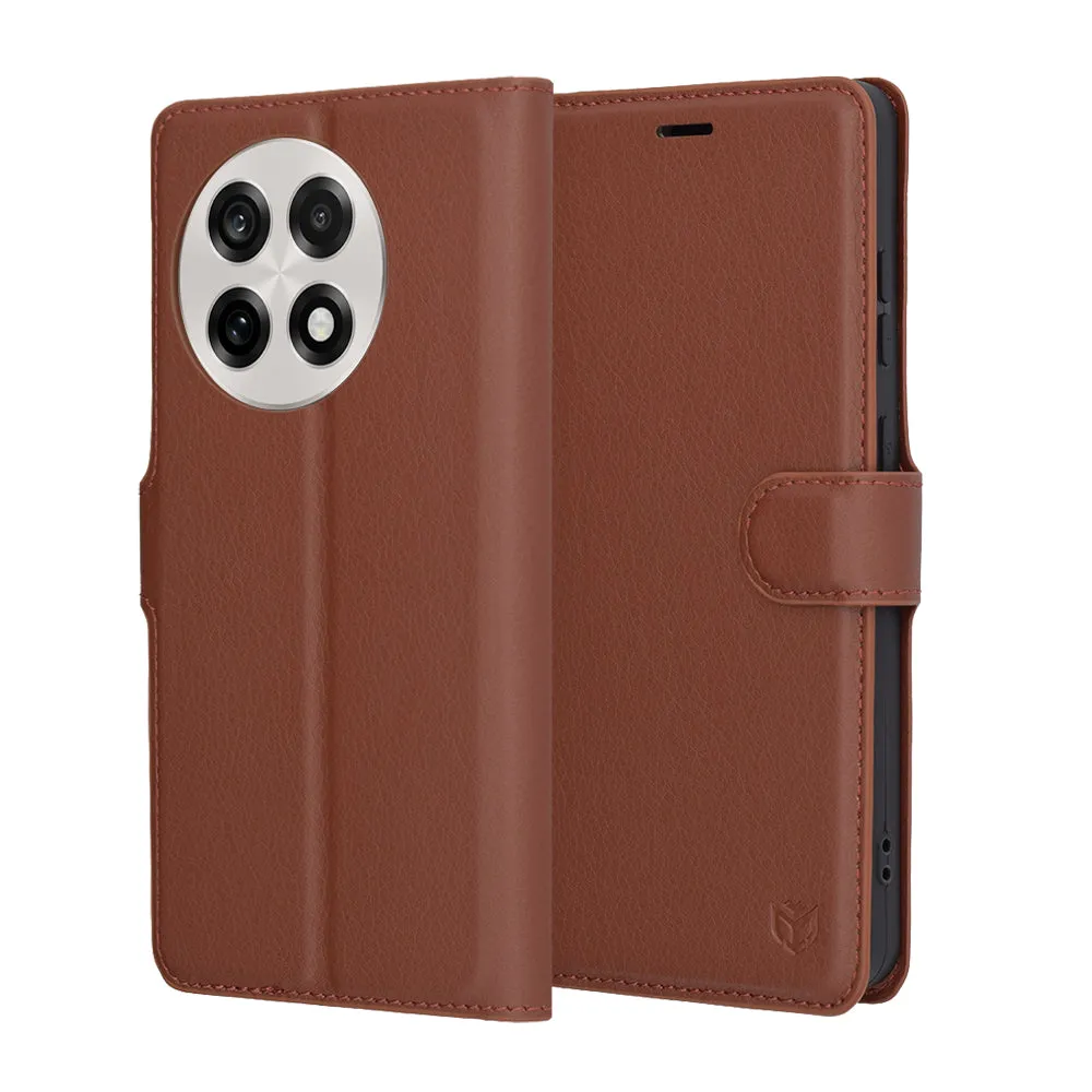 Custodia per OnePlus 13R, Techsuit, Leather Folio, Marrone - immagine 1