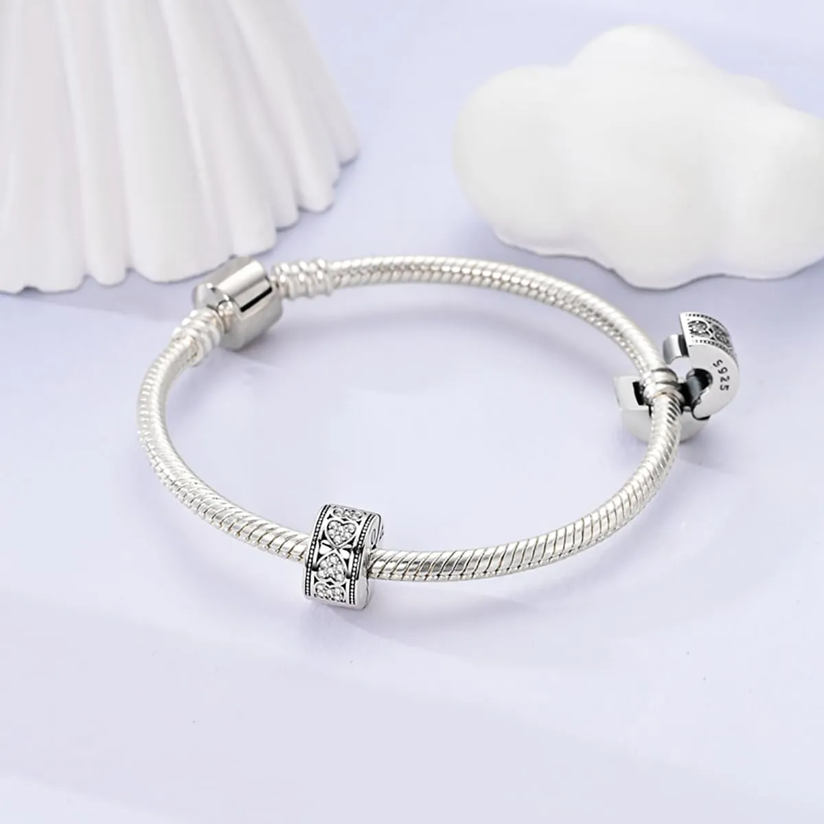 LNQOBU Clip/Stopper Charms per Bracciale Argento 925 Pave Cubic Zirconia Bead Stella Luna Farfalla Blu Gioielli Regalo per Donna - immagine 3