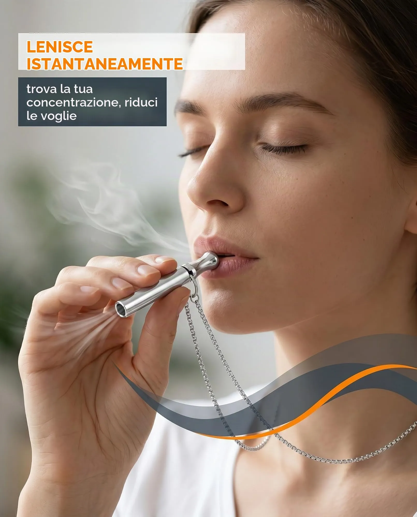UEAVOID Collana Respiratoria per Smettere di Fumare 3 Pezzi, 3 Colori – Inalatore Antistress per Ansia, Strumento Finto Sigaretta - immagine 5