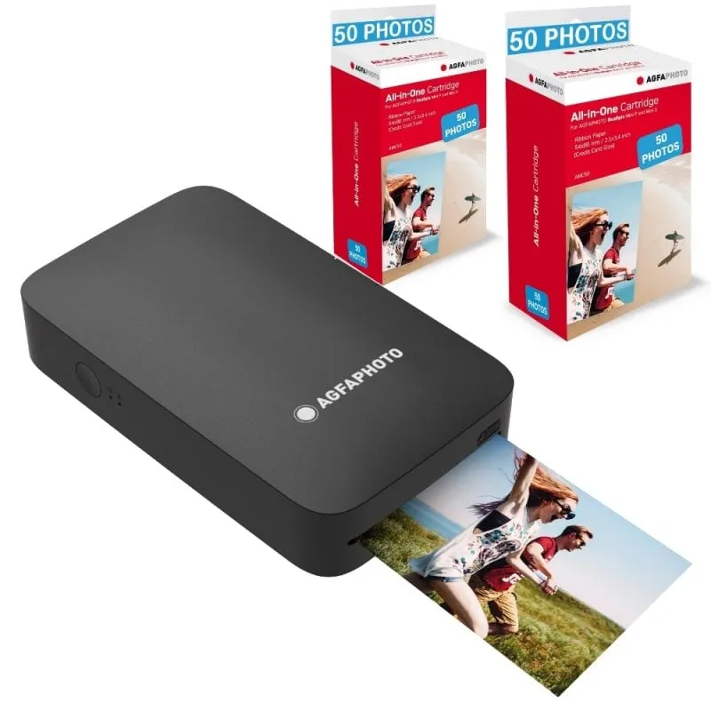 Stampante fotografica Bluetooth Agfaphoto Realipix Mini P nera + 100 foto - immagine 1