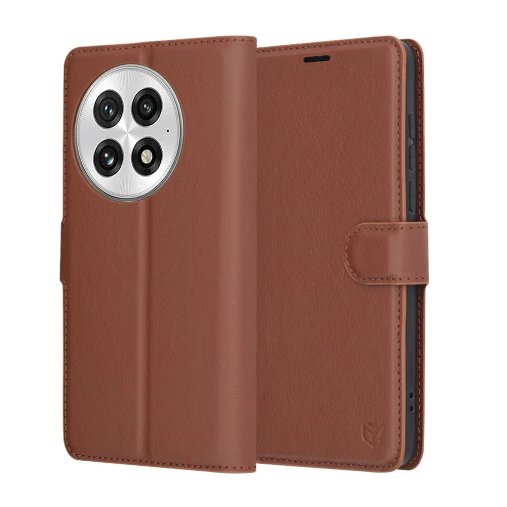 Custodia per OnePlus 13, Techsuit, Leather Folio, Marrone - immagine 1