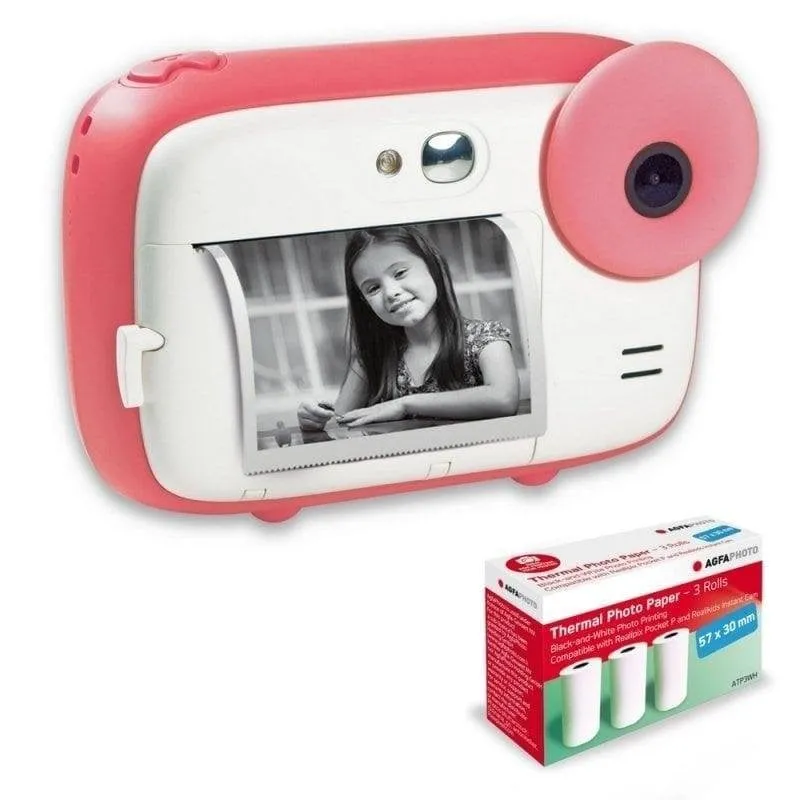 Cámara Instantánea Agfaphoto Realikids Instant Cam Flash 16 Filtri 3 Rotoli Rosa - immagine 1