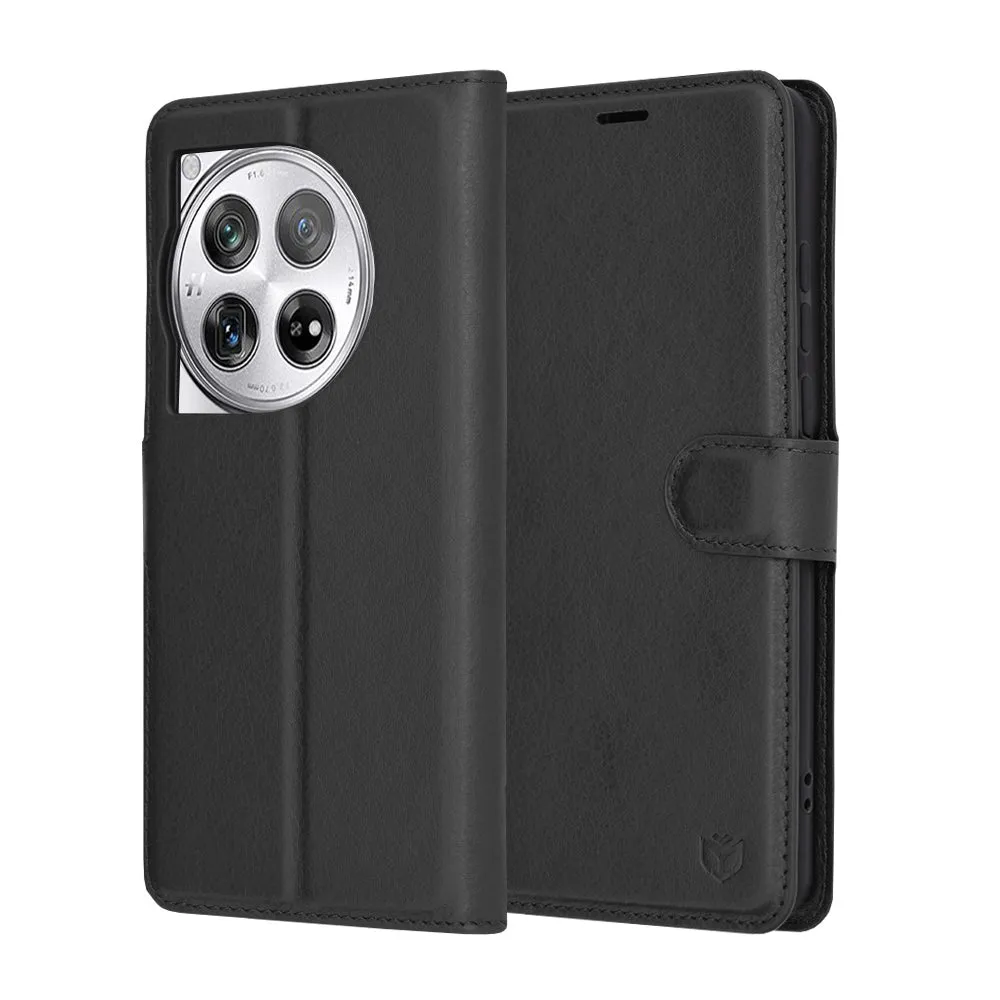 Custodia per OnePlus 12, Techsuit, Leather Folio, Nera - immagine 1