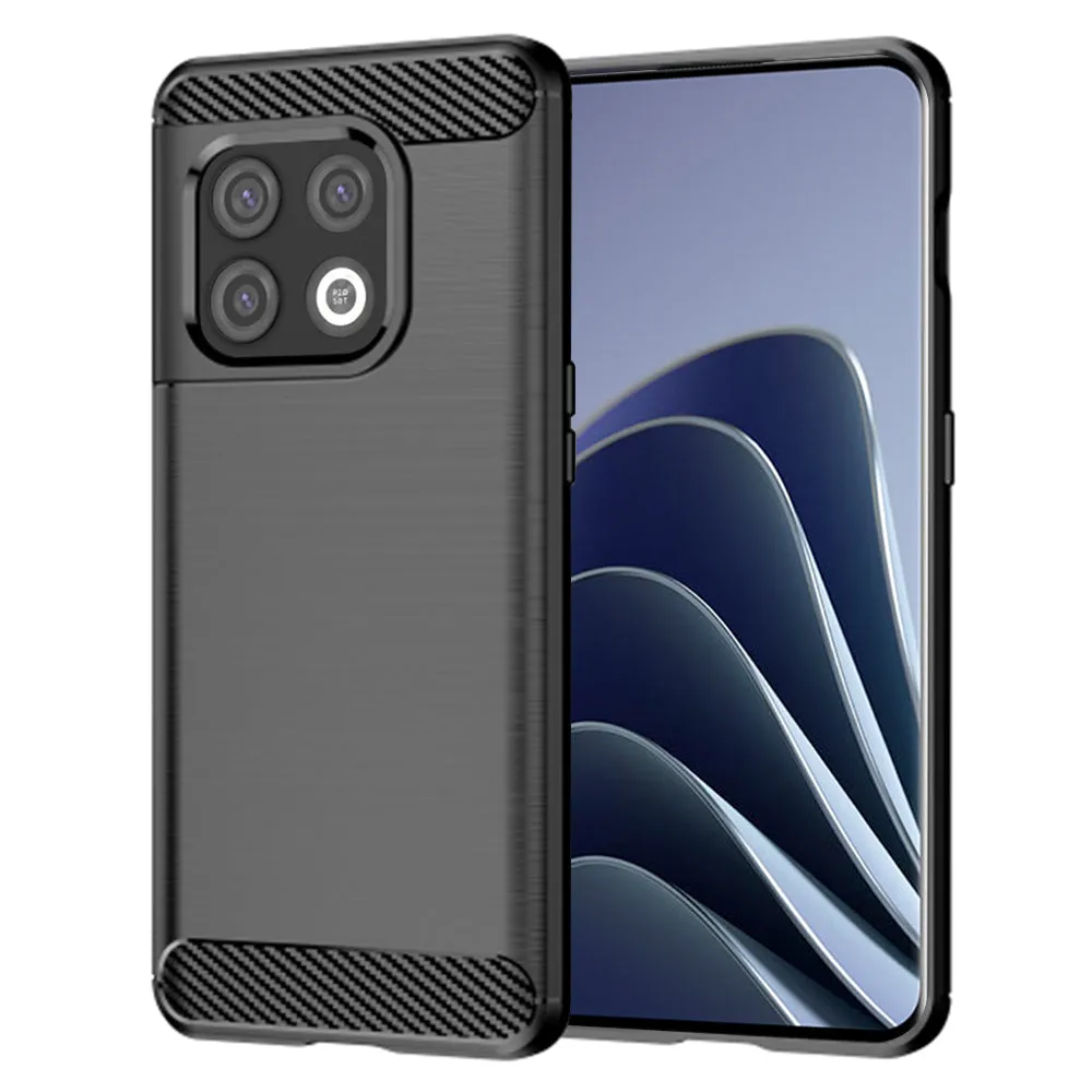 Custodia per OnePlus 10 Pro, Techsuit, Carbonio, Nera - immagine 1
