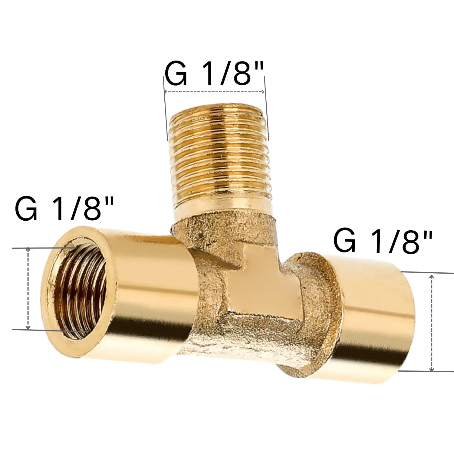 Confezione da 4 Té Misto in Ottone 1/8 Pollice (2x Femmina + 1x Maschio) – Distributore a 3 Vie con Filettature Miste per Manometro, Acquario e Nebulizzatore - immagine 2