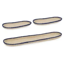 Centro tavola Fibra naturale Set 3 pz GIANG Naturale e Blu 0187136 - immagine 1