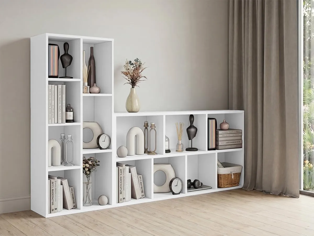 Vida Designs Mobiletto a 7 cubi, bianco, in legno, per ufficio, soggiorno - immagine 2